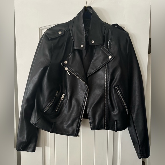 Levi Faux Leather Jacket Sz large Black - Picture 1 of 7